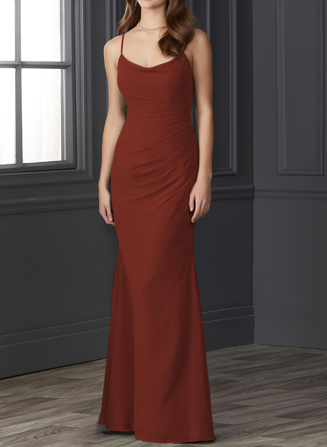 Cowl Back Trumpet/Mermaid Chiffon Bridesmaid Dresses