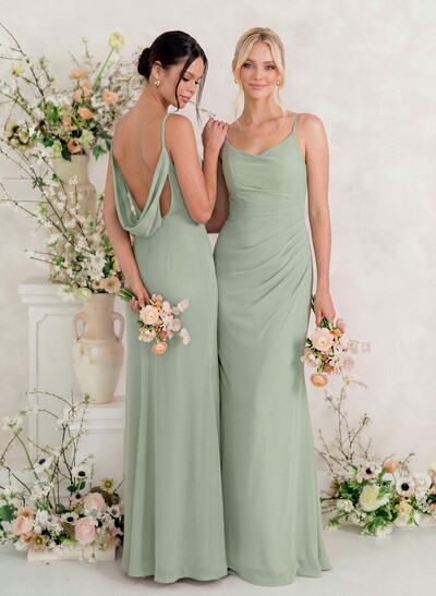 Cowl Back Trumpet/Mermaid Chiffon Bridesmaid Dresses