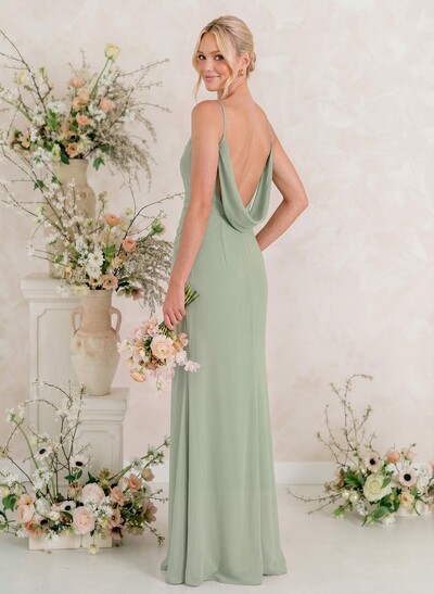Cowl Back Trumpet/Mermaid Chiffon Bridesmaid Dresses