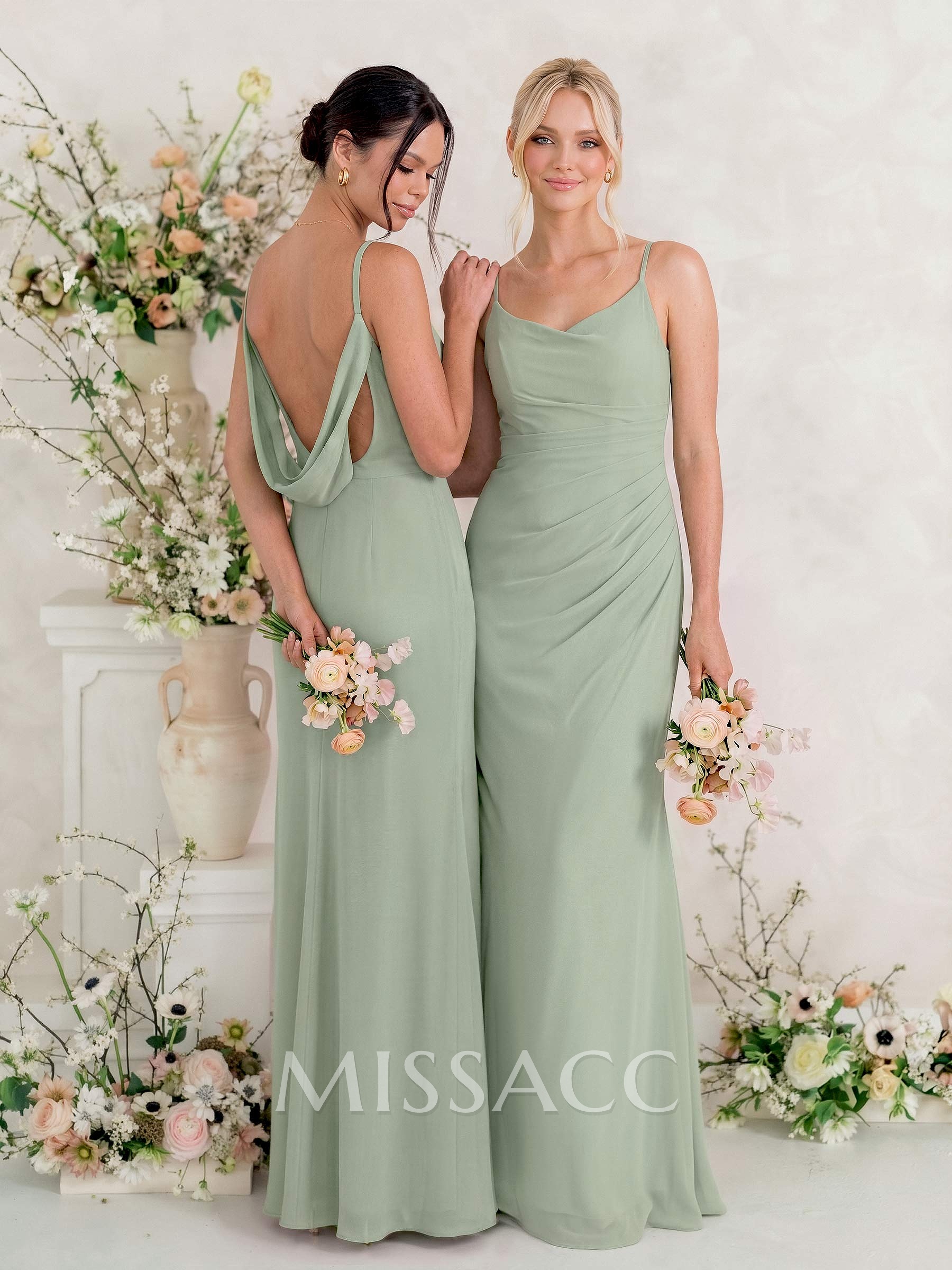 Cowl Back Trumpet/Mermaid Chiffon Bridesmaid Dresses Cowl Back Trumpet/Mermaid Chiffon Bridesmaid Dresses