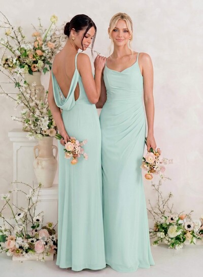 Cowl Back Trumpet/Mermaid Chiffon Bridesmaid Dresses