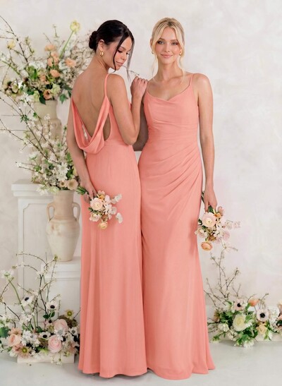 Cowl Back Trumpet/Mermaid Chiffon Bridesmaid Dresses