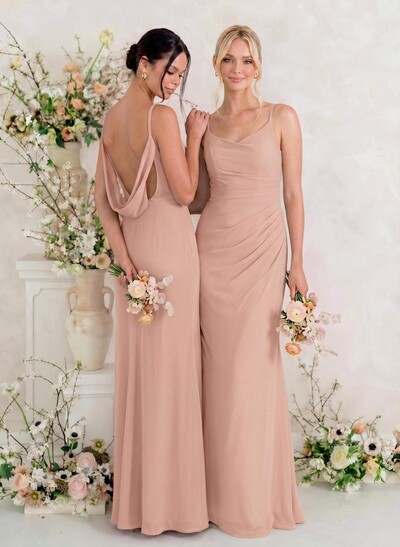 Cowl Back Trumpet/Mermaid Chiffon Bridesmaid Dresses