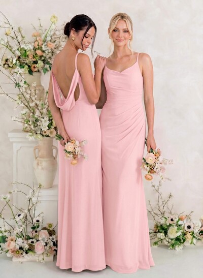 Cowl Back Trumpet/Mermaid Chiffon Bridesmaid Dresses