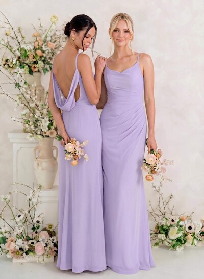 Cowl Back Trumpet/Mermaid Chiffon Bridesmaid Dresses