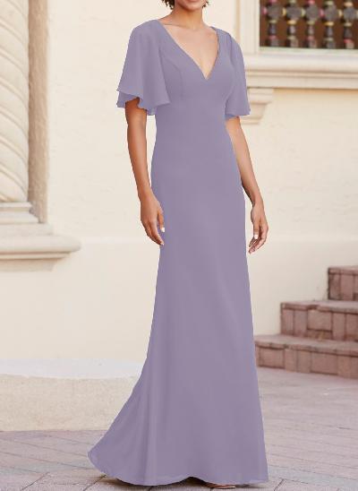  Short Sleeves Sheath/Column Bridesmaid Dresses With Back Hole