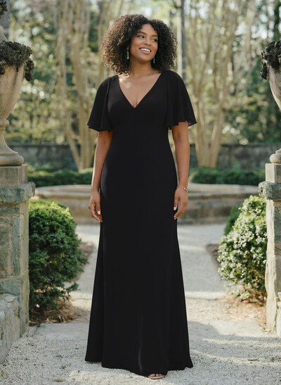 Short Sleeves Sheath/Column Bridesmaid Dresses With Back Hole