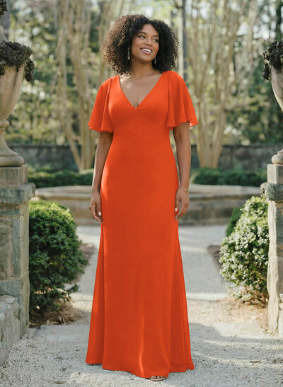 Short Sleeves Sheath/Column Bridesmaid Dresses With Back Hole