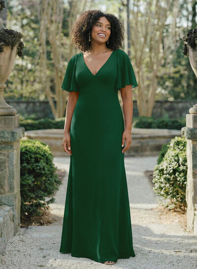 Short Sleeves Sheath/Column Bridesmaid Dresses With Back Hole