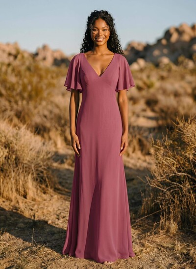 Short Sleeves Sheath/Column Bridesmaid Dresses With Back Hole