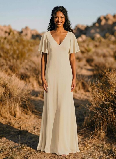 Short Sleeves Sheath/Column Bridesmaid Dresses With Back Hole
