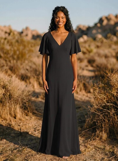 Short Sleeves Sheath/Column Bridesmaid Dresses With Back Hole