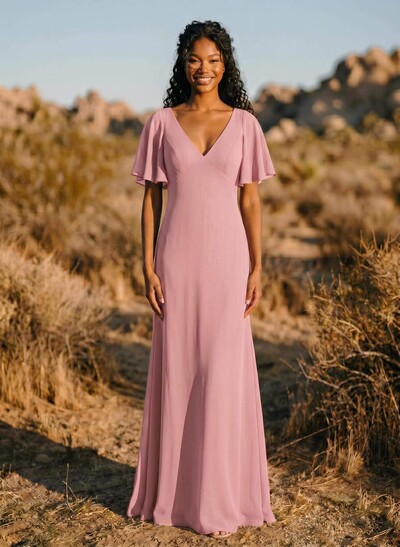 Short Sleeves Sheath/Column Bridesmaid Dresses With Back Hole