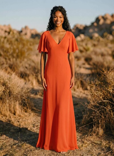 Short Sleeves Sheath/Column Bridesmaid Dresses With Back Hole