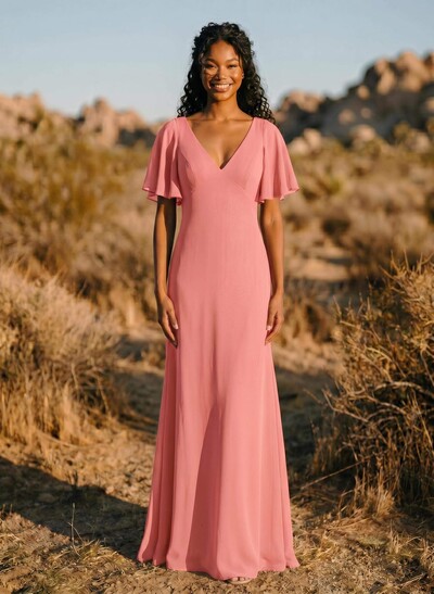 Short Sleeves Sheath/Column Bridesmaid Dresses With Back Hole