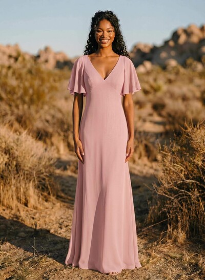 Short Sleeves Sheath/Column Bridesmaid Dresses With Back Hole