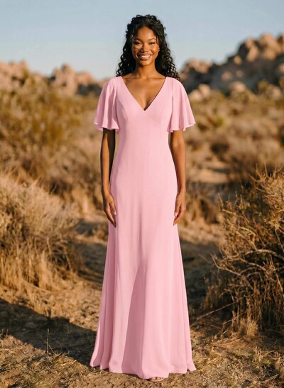 Short Sleeves Sheath/Column Bridesmaid Dresses With Back Hole