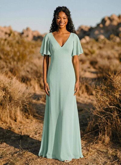 Short Sleeves Sheath/Column Bridesmaid Dresses With Back Hole