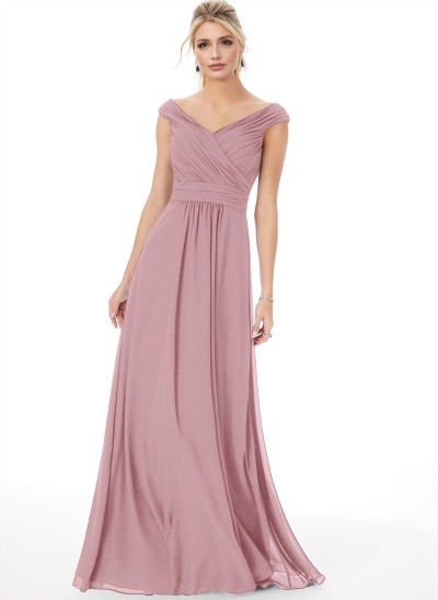 Off-The-Shoulder A-Line Bridesmaid Dresses With Ruffle