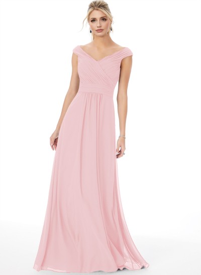 Off-The-Shoulder A-Line Bridesmaid Dresses With Ruffle