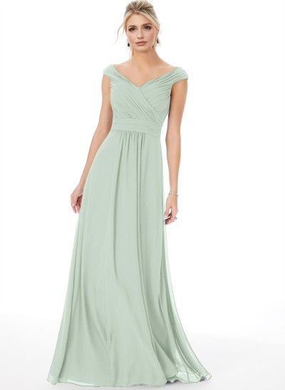 Off-The-Shoulder A-Line Bridesmaid Dresses With Ruffle