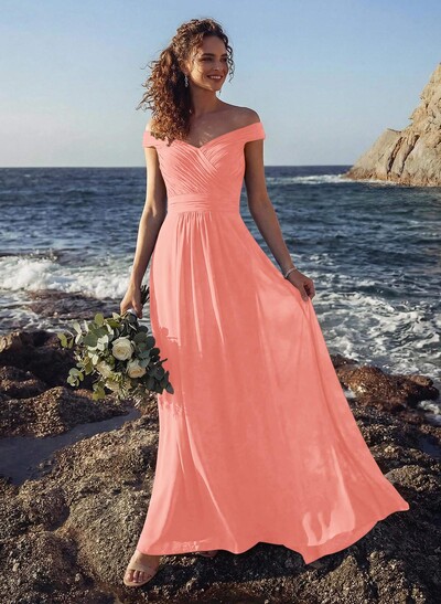 Off-The-Shoulder A-Line Bridesmaid Dresses With Ruffle