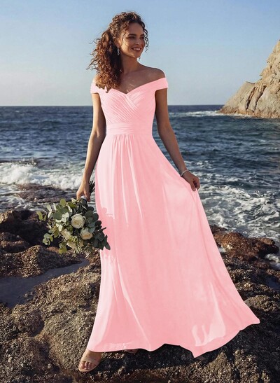 Off-The-Shoulder A-Line Bridesmaid Dresses With Ruffle