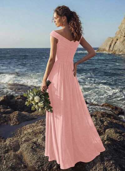 Off-The-Shoulder A-Line Bridesmaid Dresses With Ruffle