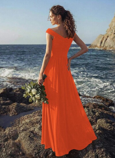 Off-The-Shoulder A-Line Bridesmaid Dresses With Ruffle