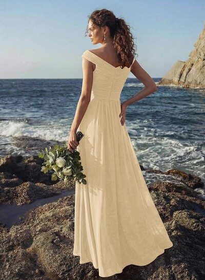 Off-The-Shoulder A-Line Bridesmaid Dresses With Ruffle