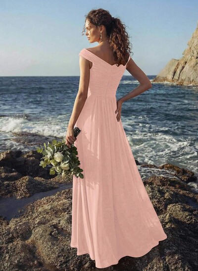 Off-The-Shoulder A-Line Bridesmaid Dresses With Ruffle