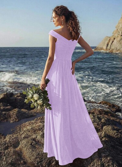 Off-The-Shoulder A-Line Bridesmaid Dresses With Ruffle