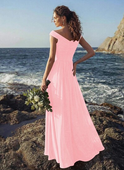 Off-The-Shoulder A-Line Bridesmaid Dresses With Ruffle