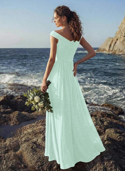 Off-The-Shoulder A-Line Bridesmaid Dresses With Ruffle