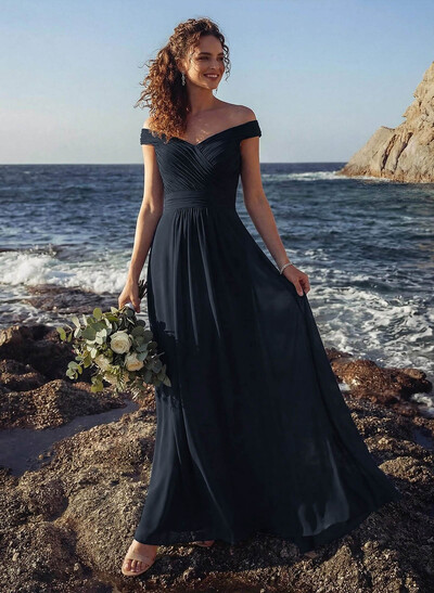Off-The-Shoulder A-Line Bridesmaid Dresses With Ruffle