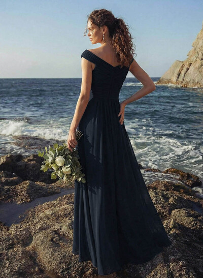 Off-The-Shoulder A-Line Bridesmaid Dresses With Ruffle