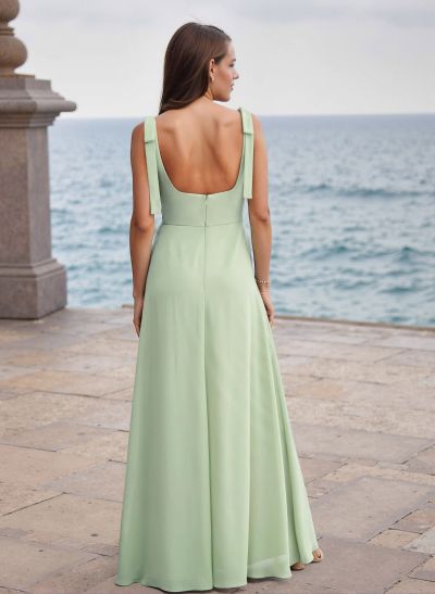 Square Neckline A-Line Bridesmaid Dresses With Bows