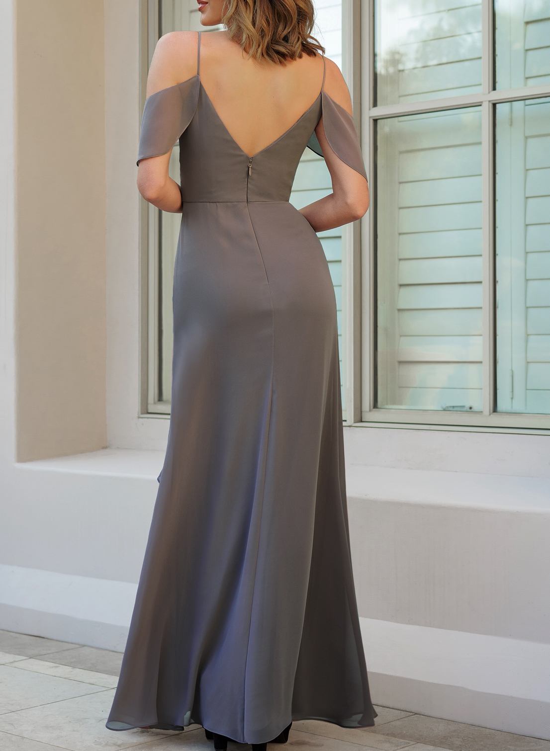 Cascading Ruffles Sheath/Column Bridesmaid Dresses With Chiffon