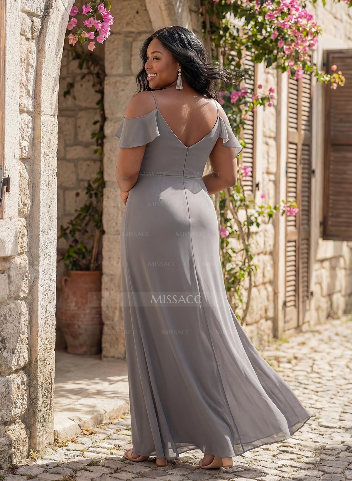 Cascading Ruffles Sheath/Column Bridesmaid Dresses With Chiffon