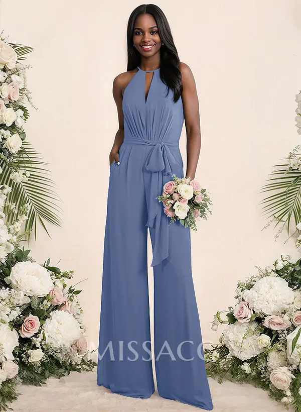 party formal jumpsuit dress Long llusion Neckline Chiffon #27488  Vipbridals Chiffon Silhouette Jumpsuit Pantsuit Ankle Length Mother