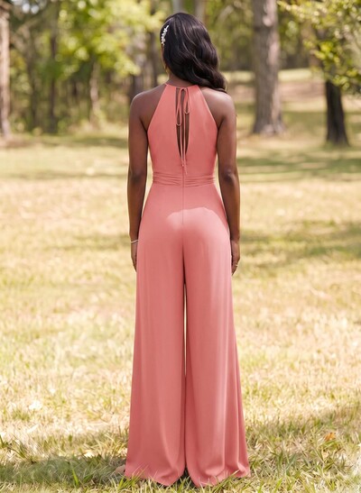 Jumpsuit/Pantsuit Elegant Bridesmaid Dresses With Sash