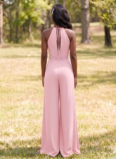 Jumpsuit/Pantsuit Elegant Bridesmaid Dresses With Sash