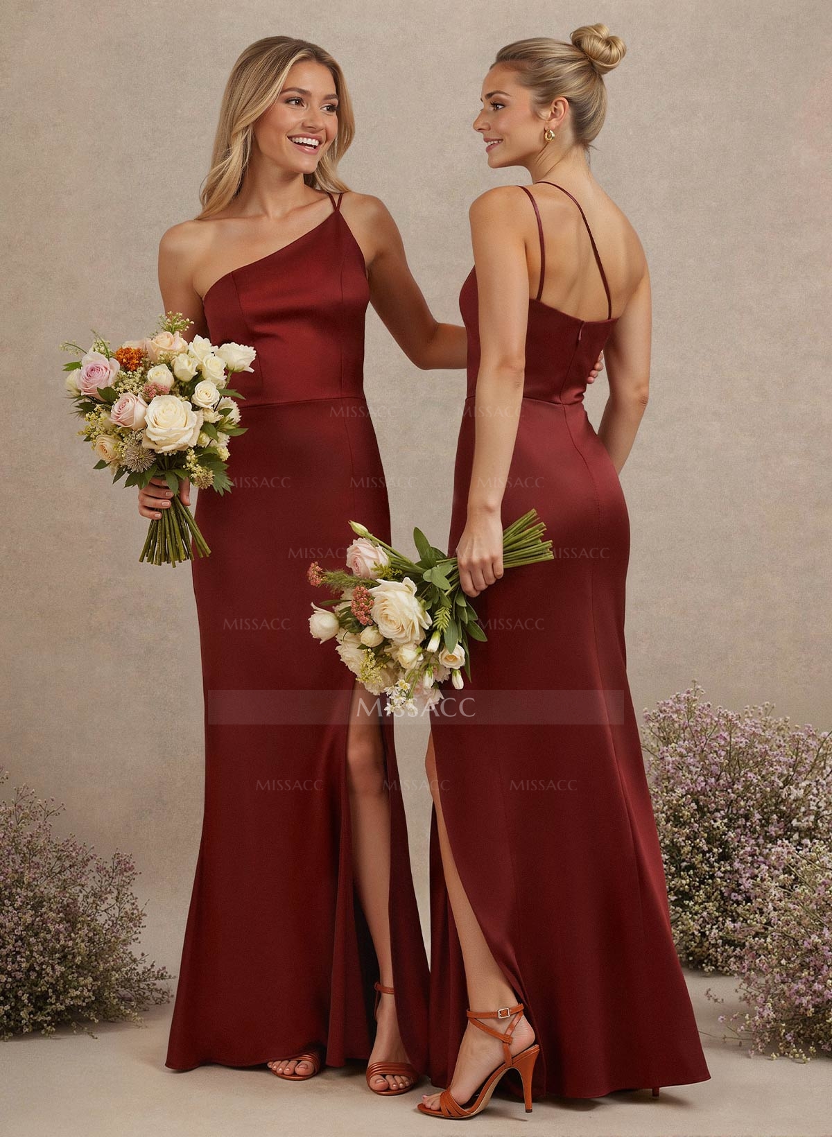 One-Shoulder Trumpet/Mermaid Satin Bridesmaid Dresses