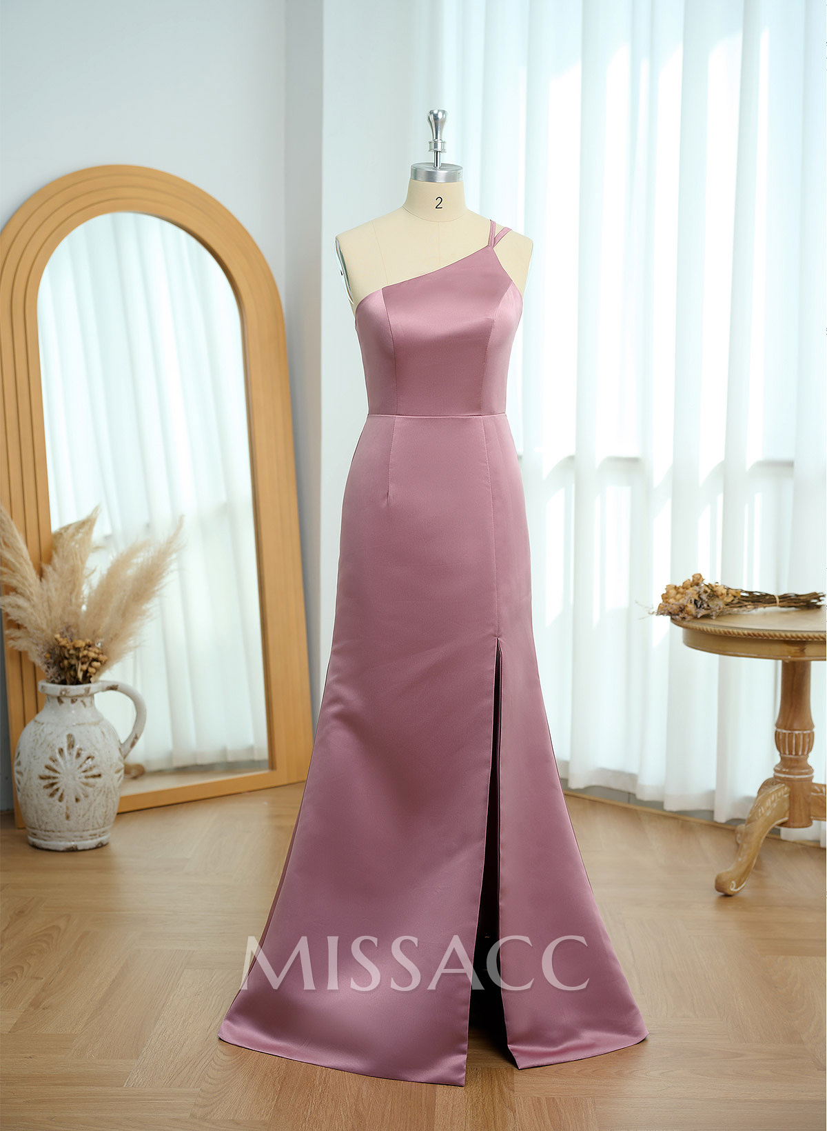 One-Shoulder Trumpet/Mermaid Satin Bridesmaid Dresses
