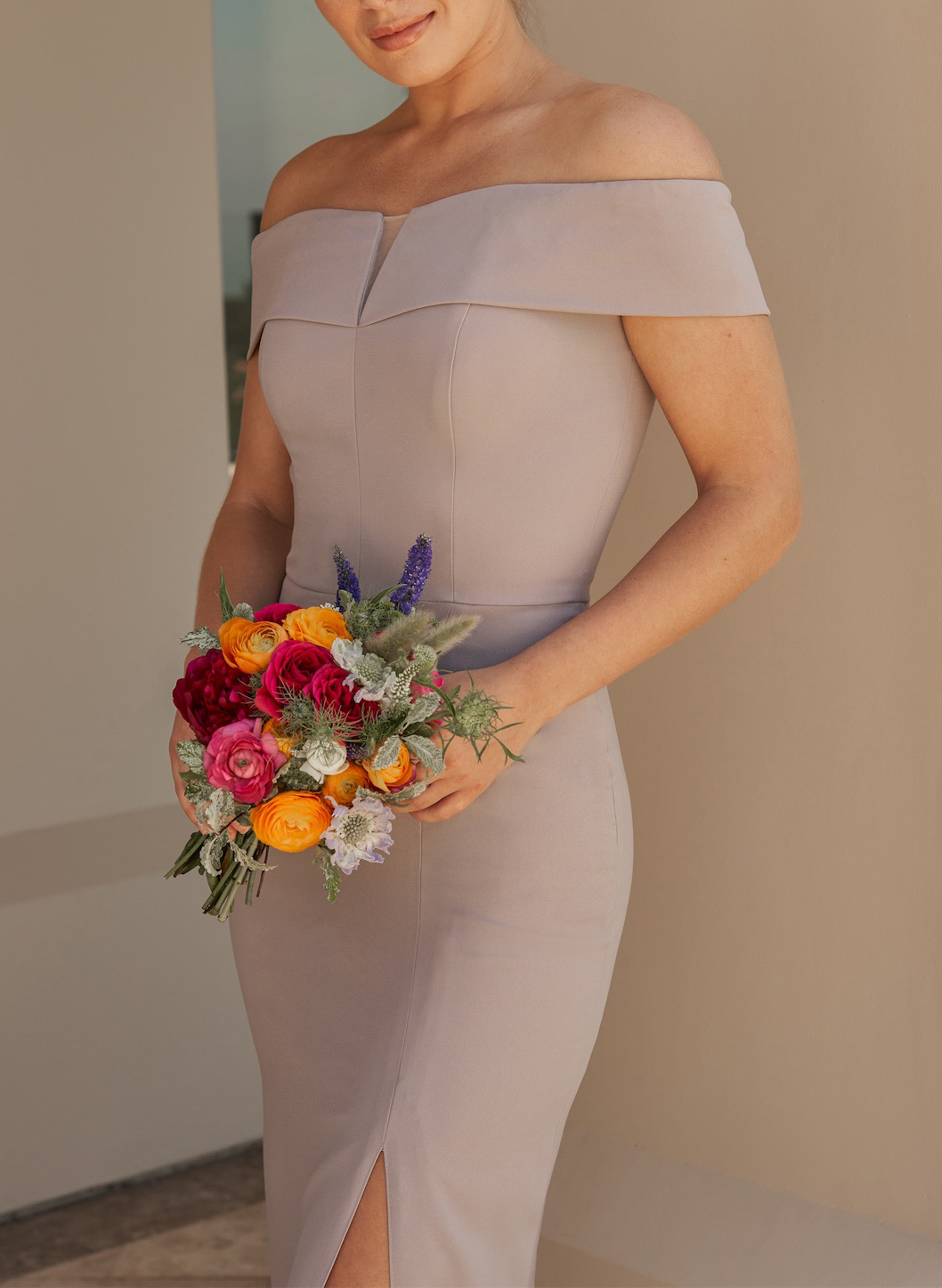 Short Off-the-Shoulder Sheath/Column Bridesmaid Dresses