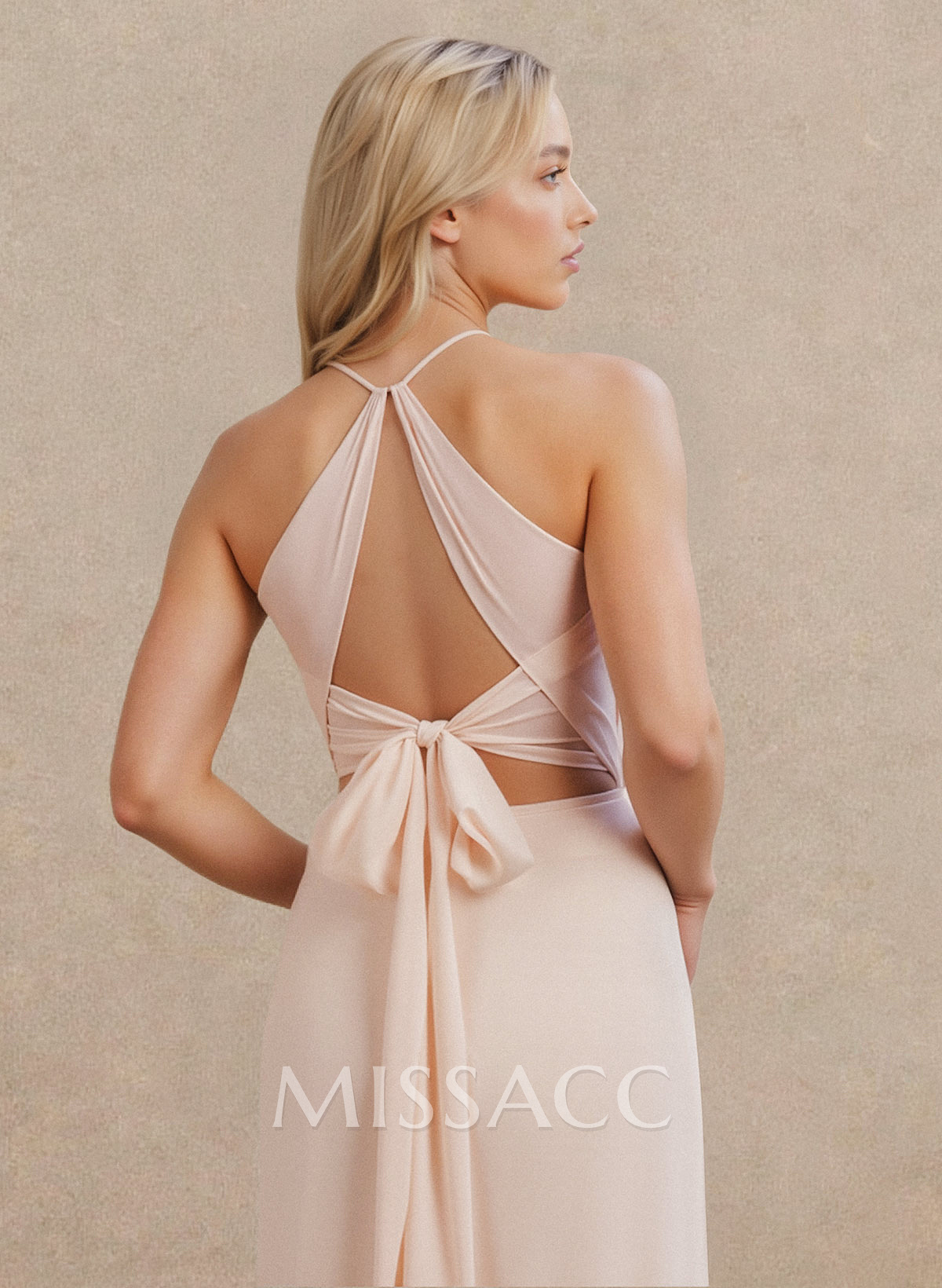 Open Back A-Line Bridesmaid Dresses With Chiffon