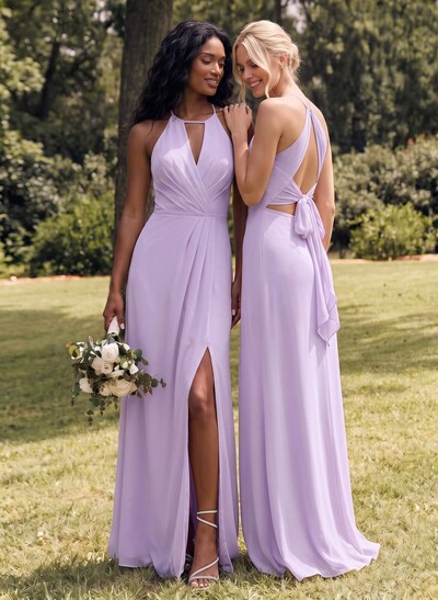 Open Back Chiffon A-Line Bridesmaid Dresses