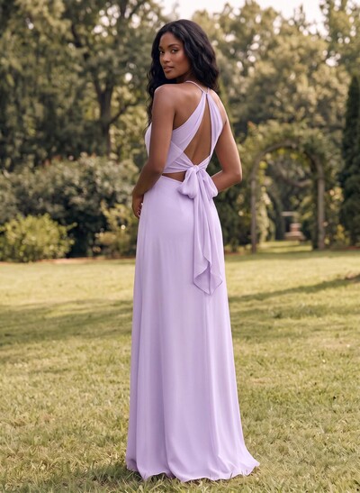 Open Back Chiffon A-Line Bridesmaid Dresses