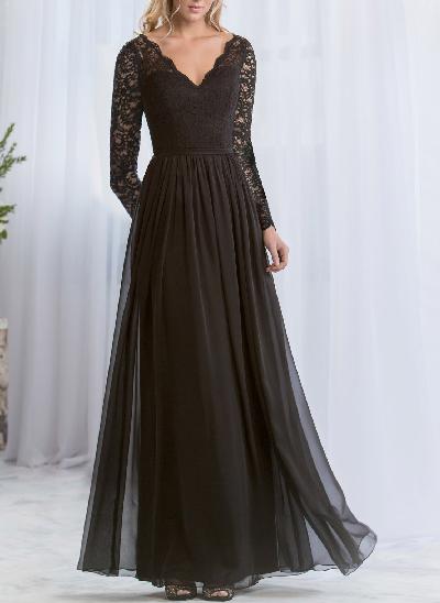 Long Sleeves Lace A-Line Bridesmaid Dresses