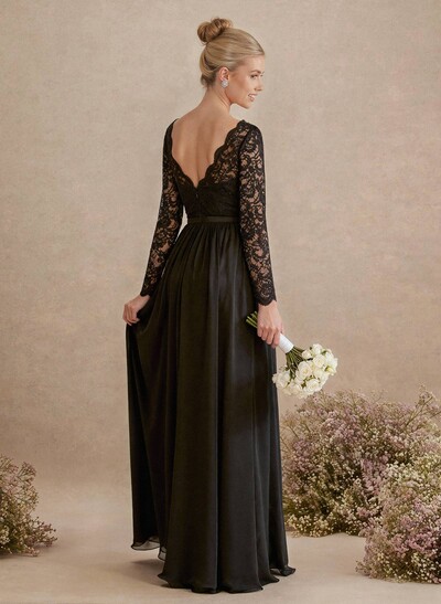 Long Sleeves Lace A-Line Bridesmaid Dresses
